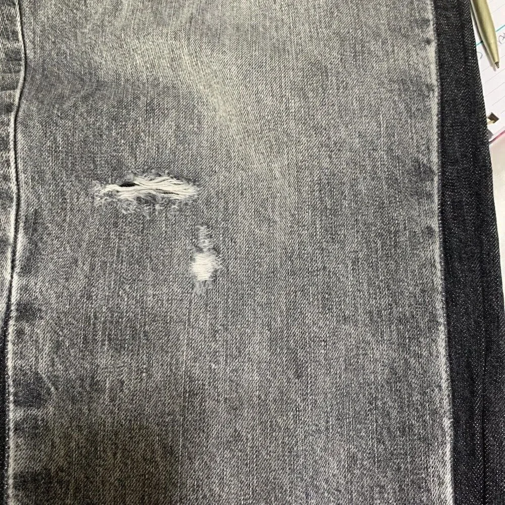 Ser.O.Ya Authentic Gray Black Maggie Mid Rise Vintage Straight Leg Jeans Denim